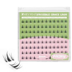 KEYYOU Fairy Lash Clusters Fairy Lash Extension D Curl 8MM  Manga Eyelash Extension Wispy Natural Invisible Band Lash with Waterproof DIY at Home