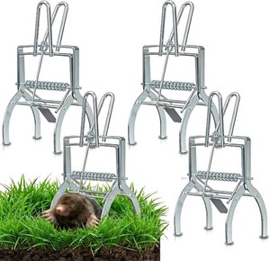 $41 4 Pack Mole Traps that Kill Best, Galvanized Steel Gopher Traps for Lawns  Easy to Set Galvanized Steel Reusable Quick Capture Gopher
