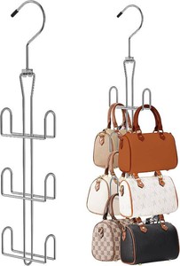 Purse Hanger 2 Pack,Purse Organizer for Closet,Rotatable Metal Bag Organizer,Purse Holder for Handbags,Belts,Scarves,Tote,Baseball Hats,Backpacks(Silver)