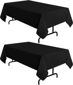 sancua 2 Pack Black Tablecloth 60 x 102 Inch, Rectangle 6 Feet Table Cloth - Stain and Wrinkle Resistant Washable Polyester Table Cover for Dining Tables, Buffet Parties and Camping