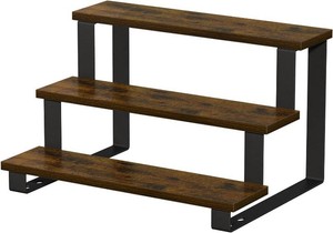 YINMIT Wooden Display Riser Stand,15.75 Inch Tiered Perfume and Cologne Organizer Stand, 3 Tier Spice Rack Organizer, Rustic Display Shelf for Cupcake, Figures, Candles (3 Tier Brown,15.75 In)