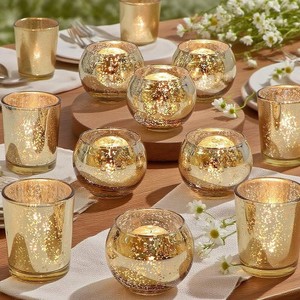 $24 12PCS Assorted Gold Votive Candle Holders,Tealight Candle Holders for Table Centerpieces,Home,Bridal Shower,Birthday,Christmas,Thanksgiving Party Table Decor (12, Gold)