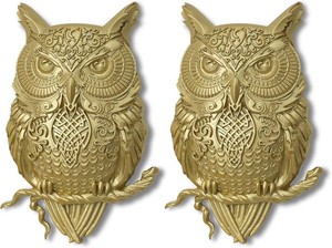 $24 AMOIENSIS 8 Inch Gold Owl Wall Sculpture Set of 2  Ideal for Entryways, Living Rooms, Bedrooms and Porch Wall Decoration
