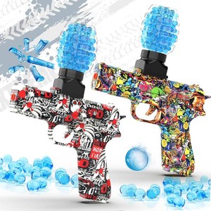 $26 QOGELY 2 Pack Gel Ball Blaster Guns, Small Manual Splat Orby Gun, Gel Splatter Blaster for Adults, Outdoor Activities Shooting Games for Backyard, Garden& Lawn, Ages 14 & Up (Red  Yellow)