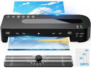 9 Inch Laminator Machine Hot & Cold with 20 Laminating Sheets and Trimmer  A4 Laminating Machine for Office, School, Business and Home