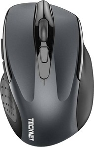 TECKNET Wireless Mouse, BT 5.02.4G, Silent 4800 DPI 6 Buttons, Grey  Bluetooth 5.03.0 & USB A, 2-Device Easy Switch, Wide OS Compatible, 6-DPI, Ergonomic for SM Hands, Extended Battery