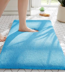 $30 MINIDEAR Bathroom Rugs 32x20 Lake Blue - Thick Memory Foam Bath Mat, Ultra Soft & Plush Fluffy, Non-Slip, Quick Dry, Absorbent Washable Floor Microfiber Mat for Tub, Home Decor Accessories