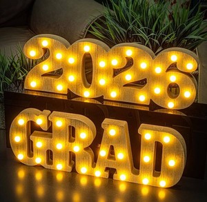 $38 Graduation Decorations 2026-2 LED Long Marquee Light Up Letters Grad 2026 - Class of 2026 Graduation Party Decorations Sign for Kindergarten High School College Decor Table Centerpieces Ornaments
