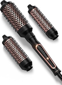 $40 Terviiix PRO Thermal Brush Set, 3-in-1 Curling Brush  Detachable Head (1.25, 1.5, 1.77), Adjustable Temp, 20S Fast Heating with Dual MCH, Non-blowing Heated Round Brush