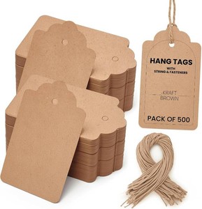$30 Juvale 500-Pack Blank Hang Tags with String and Fasteners - 2 x 3.5 in Cardstock Paper Tags for Labeling, Pricing, and Gifting - Kraft Brown Tags for Retail, Clothing, Gifts, and Craft Projects (BLACK COLOR) see photos