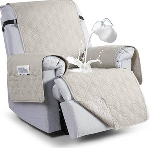 $37 VANSOFY 100% Waterproof Recliner Chair Covers, Furniture Protector Washable Slipcover with Pocket, Elastic Straps for Pets, Dogs(Beige, 28)  Non-Slip, Slipcover with Pocket, Furniture Protector, Pets, Dogs