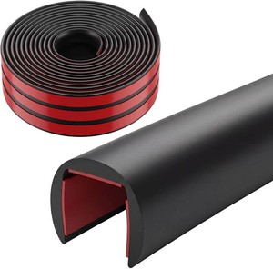 10 ft 12 Inch Rubber Edge Trim Self-Adhesive Flexible U Channel Edge Protector for Sealing and Guarding Sharp Metal on Car Doors, Black