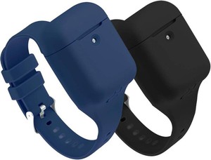 Wrist Band Accessories for AirPodsAirPods 2 Case Sport Strap Cover Full Protective Silicone Skin Compatible with Apple Airpods 1st and 2nd Wireless Charging Case (BlackBlue)