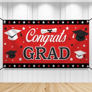 KatchOn Graduation Decorations 2026  Red and Black Congrats Grad Banner - 72x44 Inch, Red Graduation Banner Class of 2026