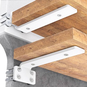 $36 Goovilla Shelf Bracket, Heavy Duty Floating Shelf Brackets 10 inch Long, 6 Pack Brackets for Shelves, White Coated Metal Wall Shelf Support Brackets with 15 Inch Thick and 160 lb. Load Capacity