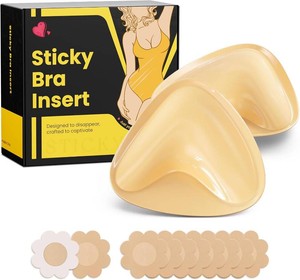Double Sided Sticky Bra Push Up, Invisible Bra Pad Inserts for large breasts, Adhesive Bra for Bikini Swimsuit