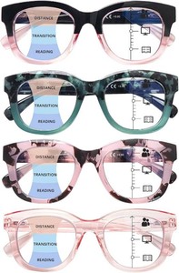 Progressive Multifocus Reading Glasses for Women,Blue Light Blocking Computer Readers with Spring Hinge