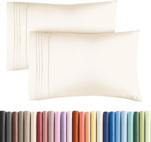 Standard Pillow Cases Set of 2 - Ultra-Soft Hotel Quality Pillowcase Covers - Comfy & Wrinkle Free - Stain & Fade Resistant - Machine Washable Pillow Protectors - 2 Piece Set - Standard Size Off White
