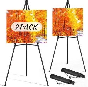 $30 Easel Stand for Sign Portable,66 Art Easel Stand for Painting, Adjustable Metal Easels for Display,Wedding Signs, Posters-Black(2 Pack)