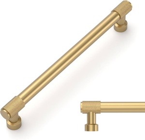 $72 Amerdeco 10 Pack Champagne Bronze Knurled Cabinet Pulls 10 Inch(254mm) Hole Center Kitchen Cabinet Handles Drawer Pulls Cabinet Hardware ZH034