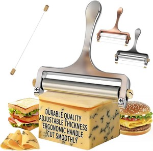 TOPULORS Wire Cheese Slicer Handheld Cutter with 1 Extra Wire, Silver  Stainless Steel Cheese Cutter Wire for Mozzarella, Cheddar, Gruyere, Adjustable Thickness Cheese Shaver for Block Cheese