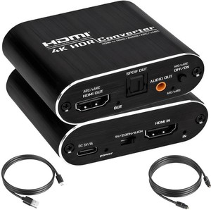 $23 HDMI ARC Audio Extractor Converter 4K60Hz & eARC Converter Support HDMI to Optical SPDIF  3.5mm AUX Jack Stereo Audio Adapter Splitter with HDCP2.2 PCM DTS 5.1CH Stereo for Laptop Consoles-2in