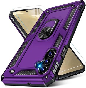for Samsung Galaxy S24 Plus Case with Screen Protector, Military Grade Rugged Shockproof Heavy Duty S24 Plus 5G Protective Cover for Samsung S24 Plus Magnetic Ring Kickstand Phone Case (Purple)
