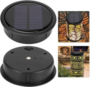 2 PCS Upgraded Solar Light Replacement Top for Outdoor Hanging Lanterns, 4.13 inch Warm White LED Solar Panel Lantern Lid Lights Parts, DIY Home Garden Night Decor Patio