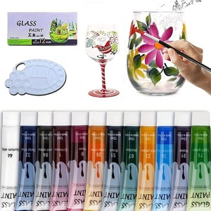Premium Glass Paints for Glass Painting Stained Ceramic Paints Set Non Toxic Enamel Paints Quick-Drying Waterproof Glass Painting Art Supplies for Artists(5.04 fl.oz12 Cols)