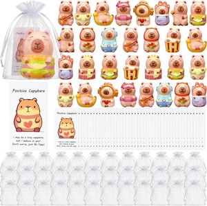 $29 RoundFunny 30 Set Capybara Party Favors with Positive Cards & Bags, Mini Animal Squeeze Stress Balls Bulk Capybara Anxiety Relief Fidget for Kids Birthday Employee Appreciation Gifts (Character Mix)