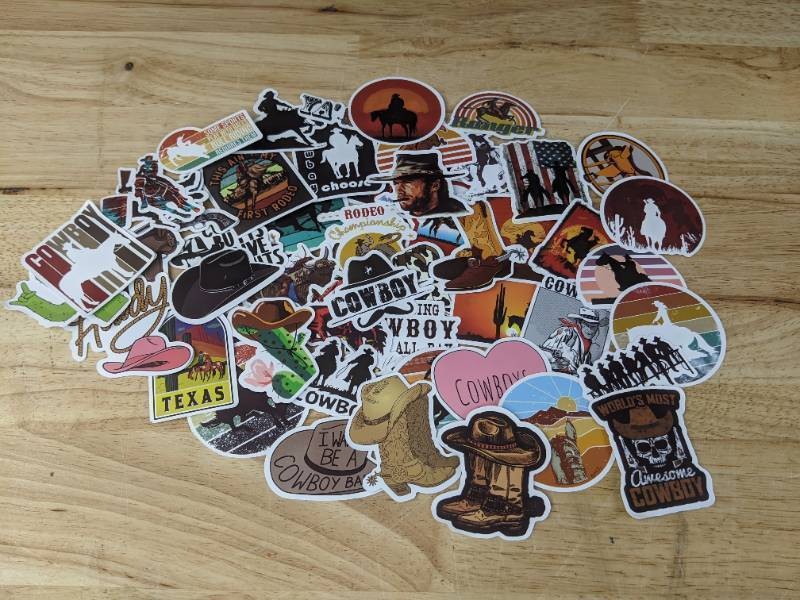 50 New Cowboy Western Theme Aesthetic Stickers for Water Bottles, Laptops, Scrapbooking Etc QE