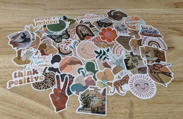 50 New Boho Aesthetic Stickers for Water Bottles, Laptops, Scrapbooking Etc. QE