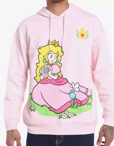 Super Mario Princess Peach Jumbo Print Hoodie - Size Adult Small - Brand New