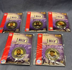Minnesota Vikings NFL XLV Medallion Collection Coins, 5 Total - New