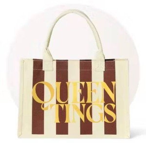 Queen Things Brown and Cream Colored Canvas Tote Bag - Brand New