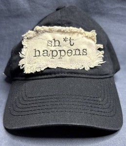 Sht Happens Black Adjustable Baseball Cap OSFM - New