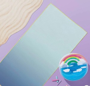 Sun Squad Sand-Resist Blue Ombre  36 x 72 in Beach Towel - New