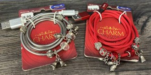 3 Ft Jeweled Micro USB Charging Cables with Charms, 2 Total - New