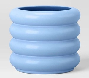 Room Essentials Blue Rippled Ceramic Planters, 3 Total - Brand New