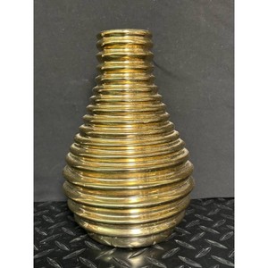 Amber Ribbed Glass Decorative Vase