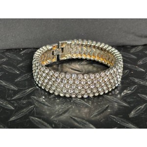 Silver Rhinestone Cuff Bracelet � Bridal Style, Adjustable Closure