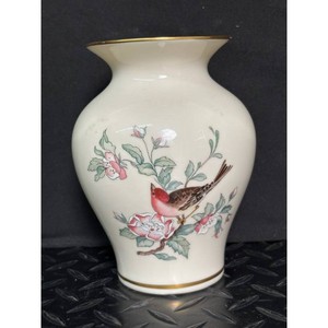 Lenox Serenade China Floral Vase with Bird Motif - Decorative Centerpiece