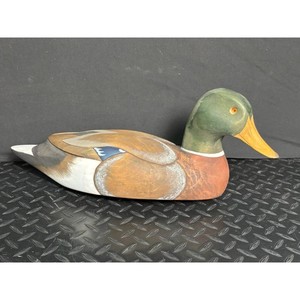 Wooden Mallard Drake Duck Figurine � Hand Painted Carving