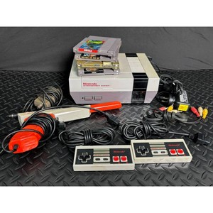 Nintendo NES Gray Console Set with 2 Controllers and Games