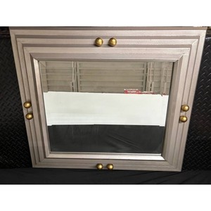 Silver Mirror Frame with Gold Hardware and Glass Insert