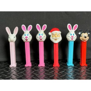 Novelty Character Pez Dispenser Lot � Mickey Mouse, Bunny, Santa