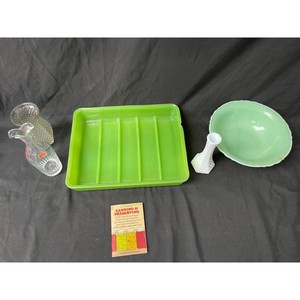 Lime Green Glass Canner Tray with Lid and Recipe Book