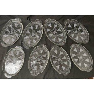Pressed Glass Serving Platters Set � Grape and Leaf Motif, 8 Pieces