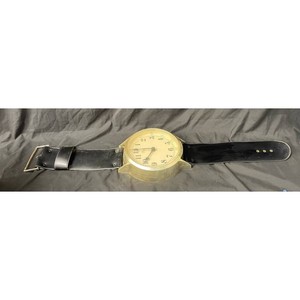 Vintage Gold Plated Pocket Watch with Leather Strap and Case