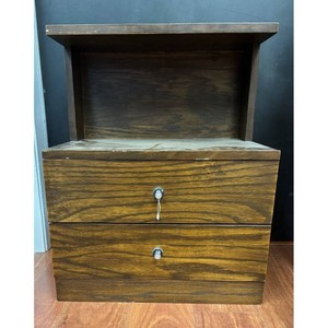 Mid-Century Modern Walnut DeskCabinet with Drawers and Hutch